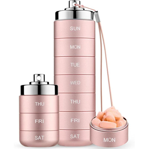 Metal Travel Pill Organizer - Portable Medicine Organizer Storage Boxes