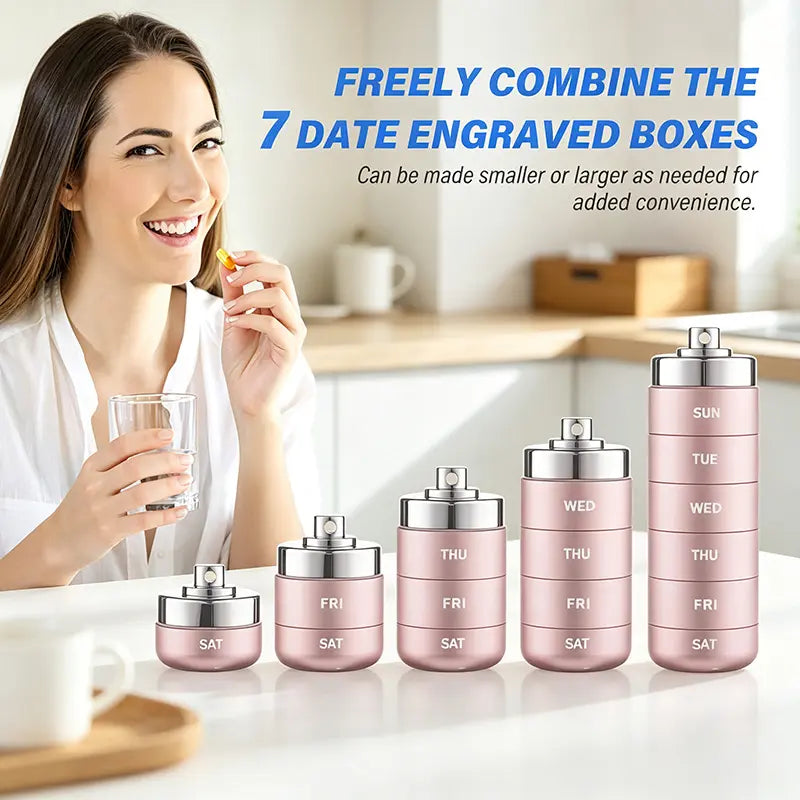Metal Travel Pill Organizer - Portable Medicine Organizer Storage Boxes