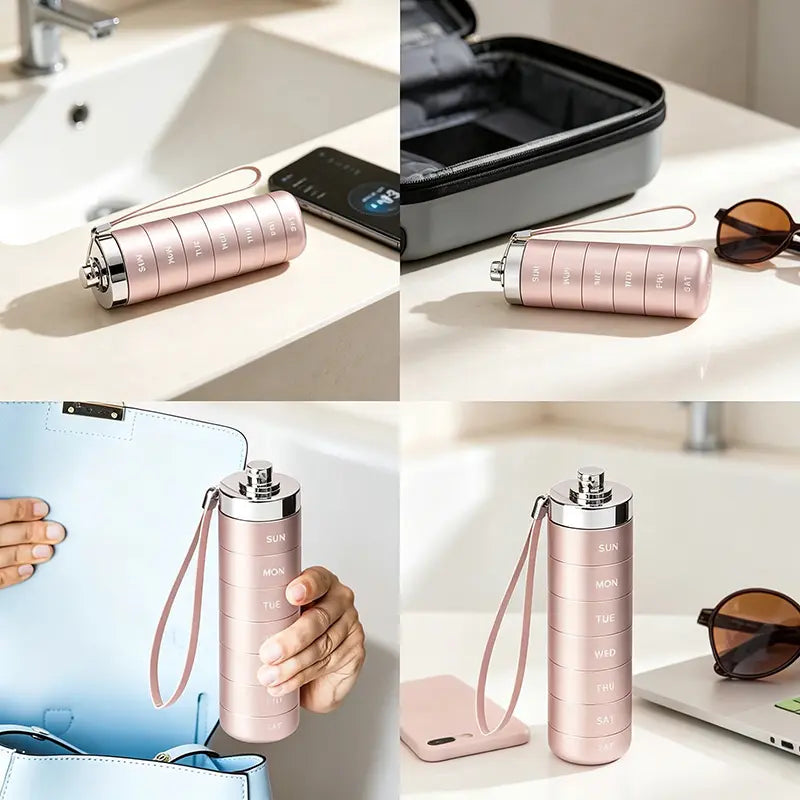 Metal Travel Pill Organizer - Portable Medicine Organizer Storage Boxes