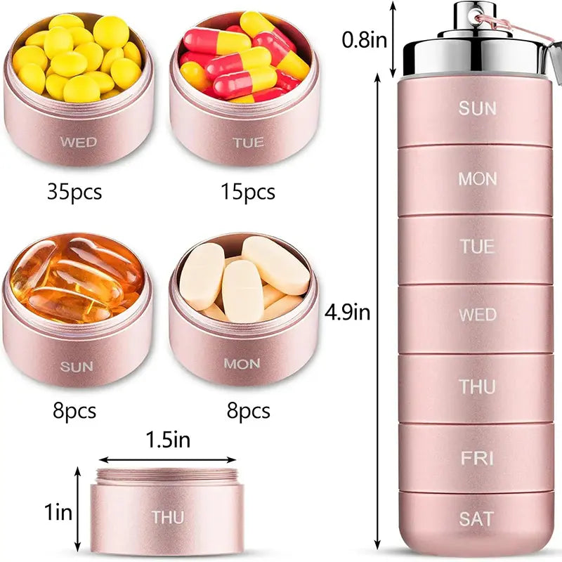Metal Travel Pill Organizer - Portable Medicine Organizer Storage Boxes